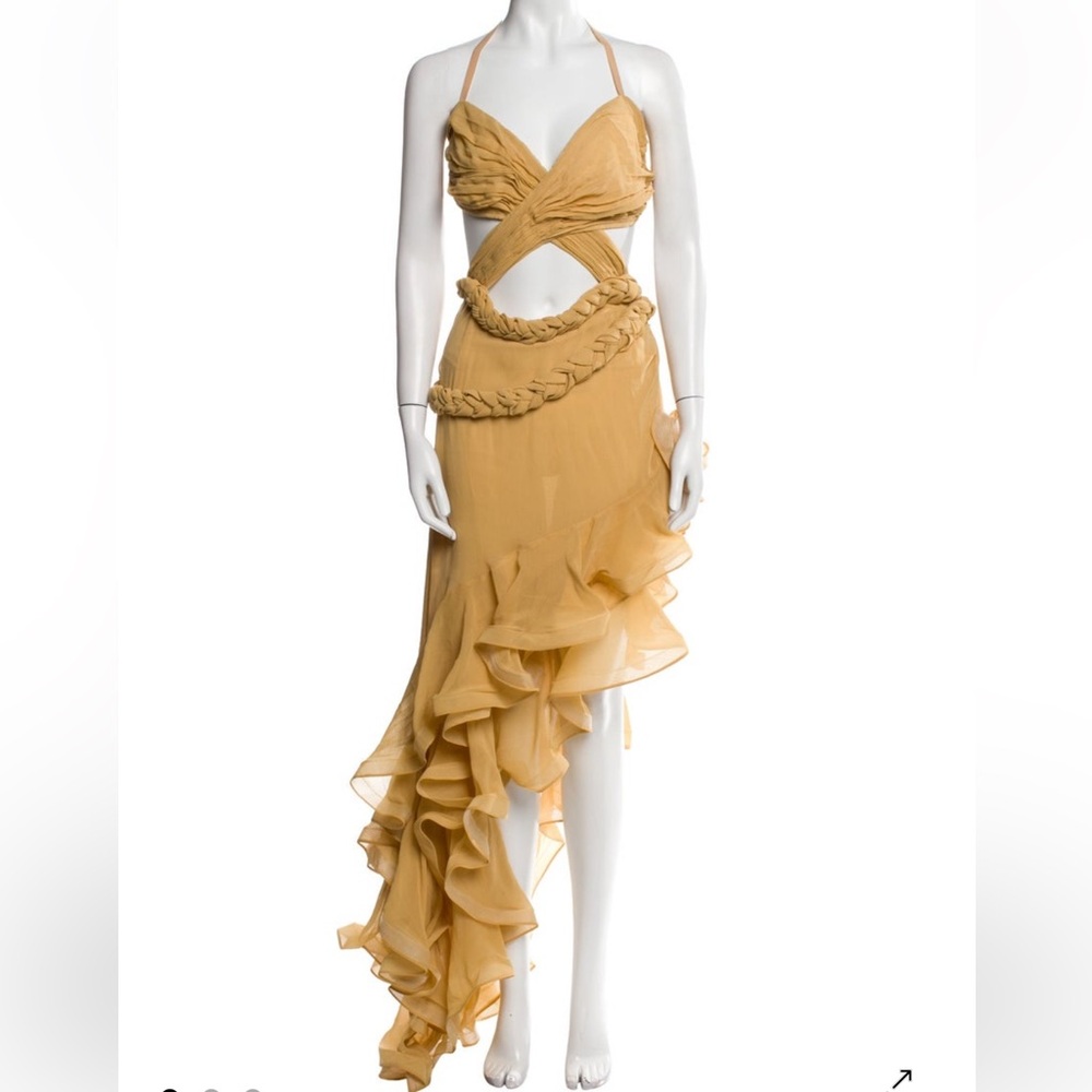 Bronx and Banco Asymmetrical yellow mustard Dress